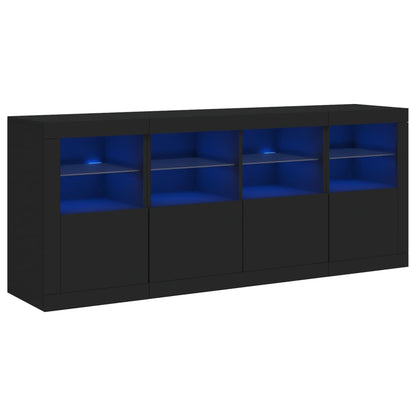 Skjenk Svart med LED-lys 163x37x67 cm