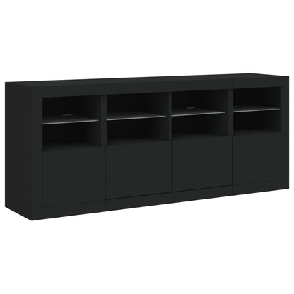 Skjenk Svart med LED-lys 163x37x67 cm