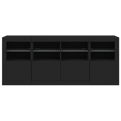 Skjenk Svart med LED-lys 163x37x67 cm