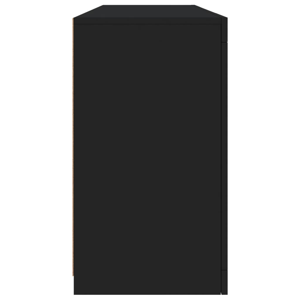 Skjenk Svart med LED-lys 163x37x67 cm