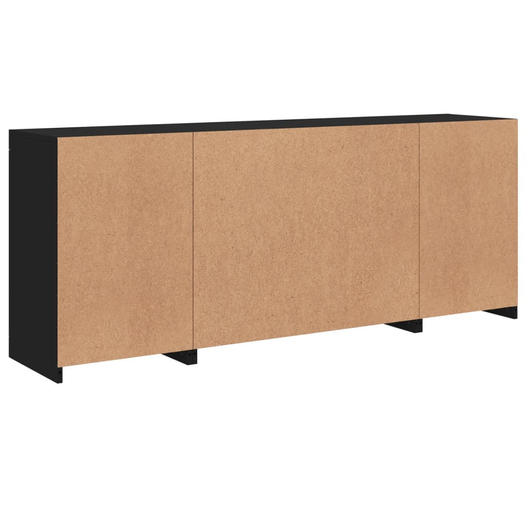 Skjenk Svart med LED-lys 163x37x67 cm