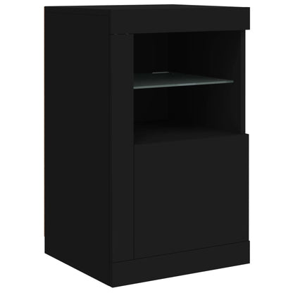 Skjenk Svart med LED-lys 163x37x67 cm