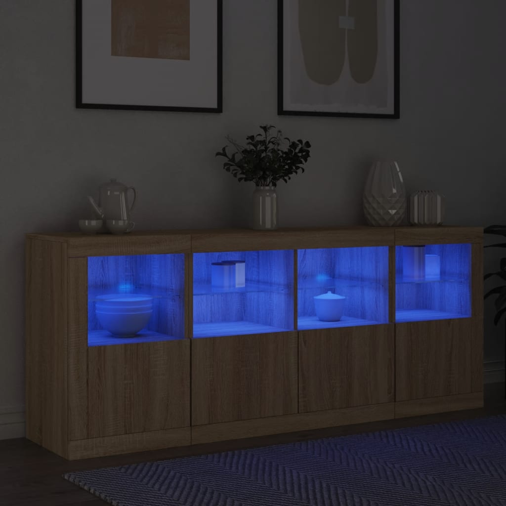 Skjenk Sonoma Eik med LED-lys 163x37x67 cm