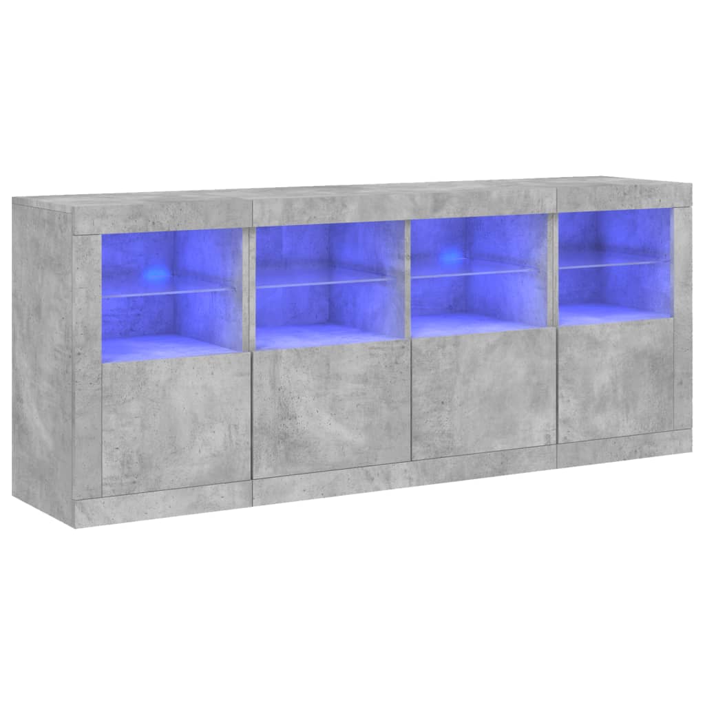 Skjenk Betonggrå med LED-lys 163x37x67 cm