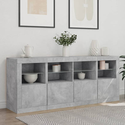 Skjenk Betonggrå med LED-lys 163x37x67 cm