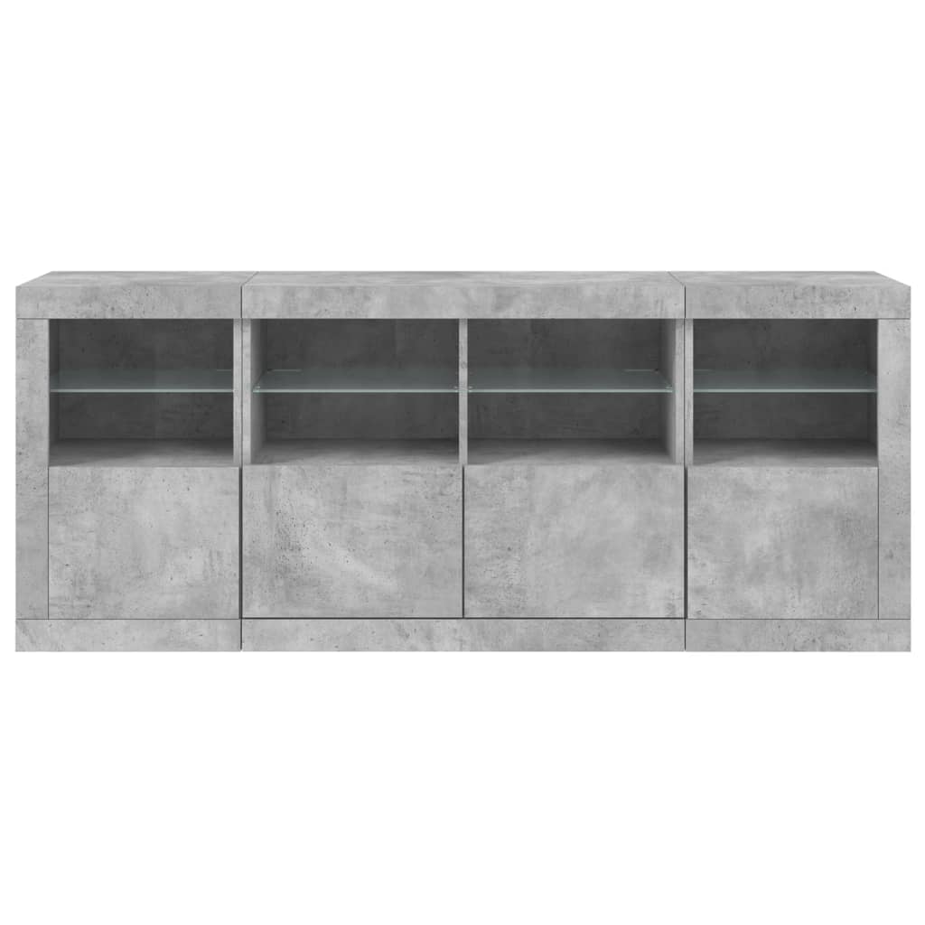 Skjenk Betonggrå med LED-lys 163x37x67 cm