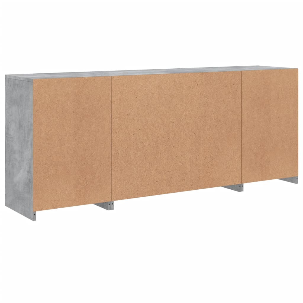 Skjenk Betonggrå med LED-lys 163x37x67 cm