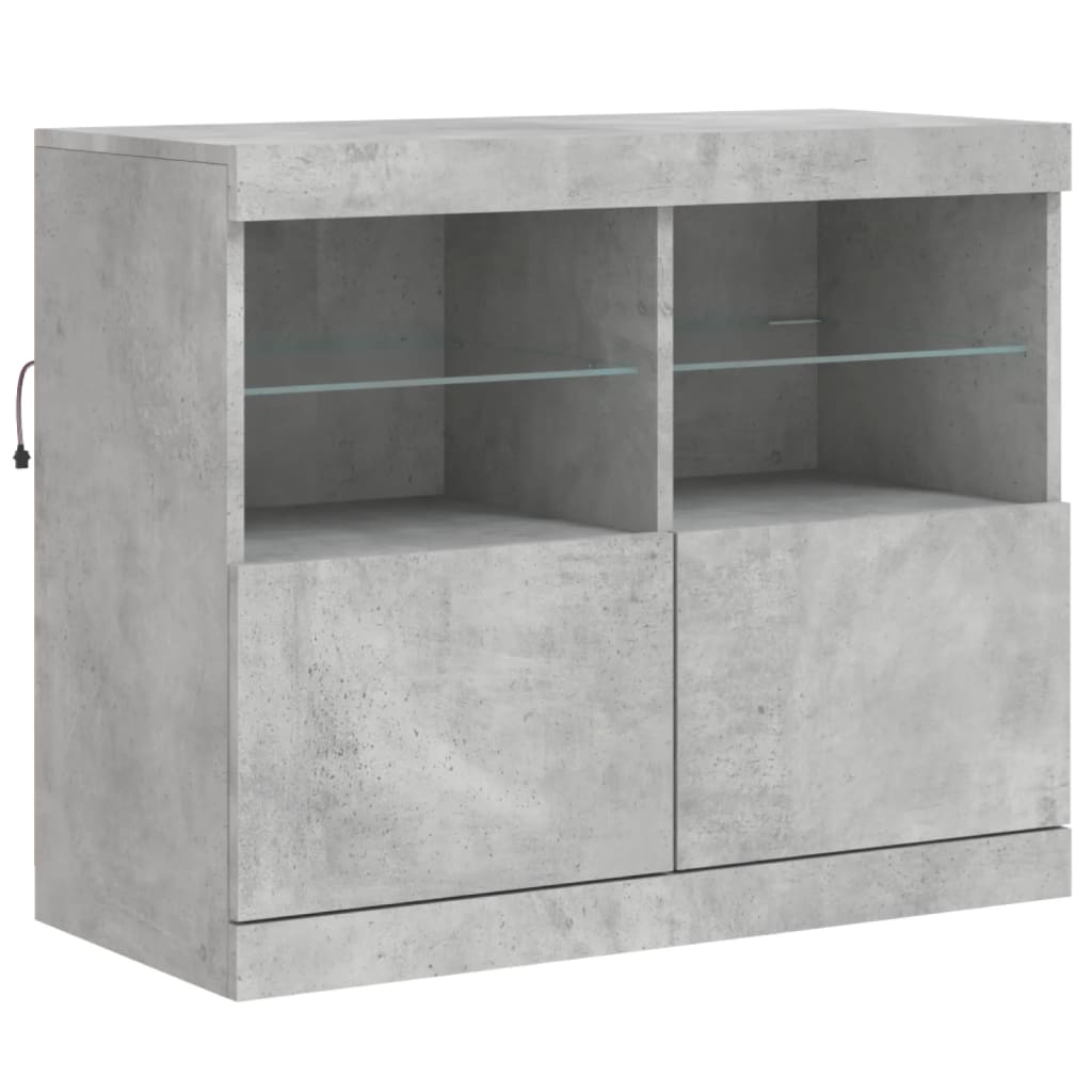 Skjenk Betonggrå med LED-lys 163x37x67 cm
