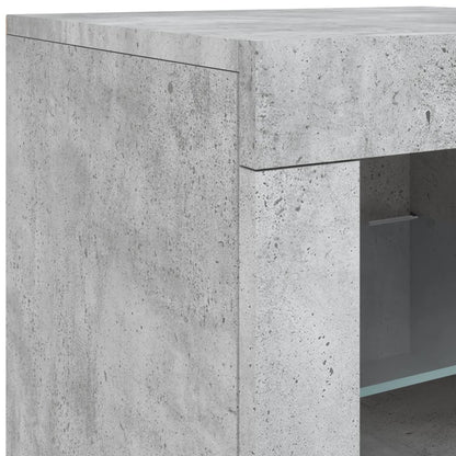 Skjenk Betonggrå med LED-lys 163x37x67 cm