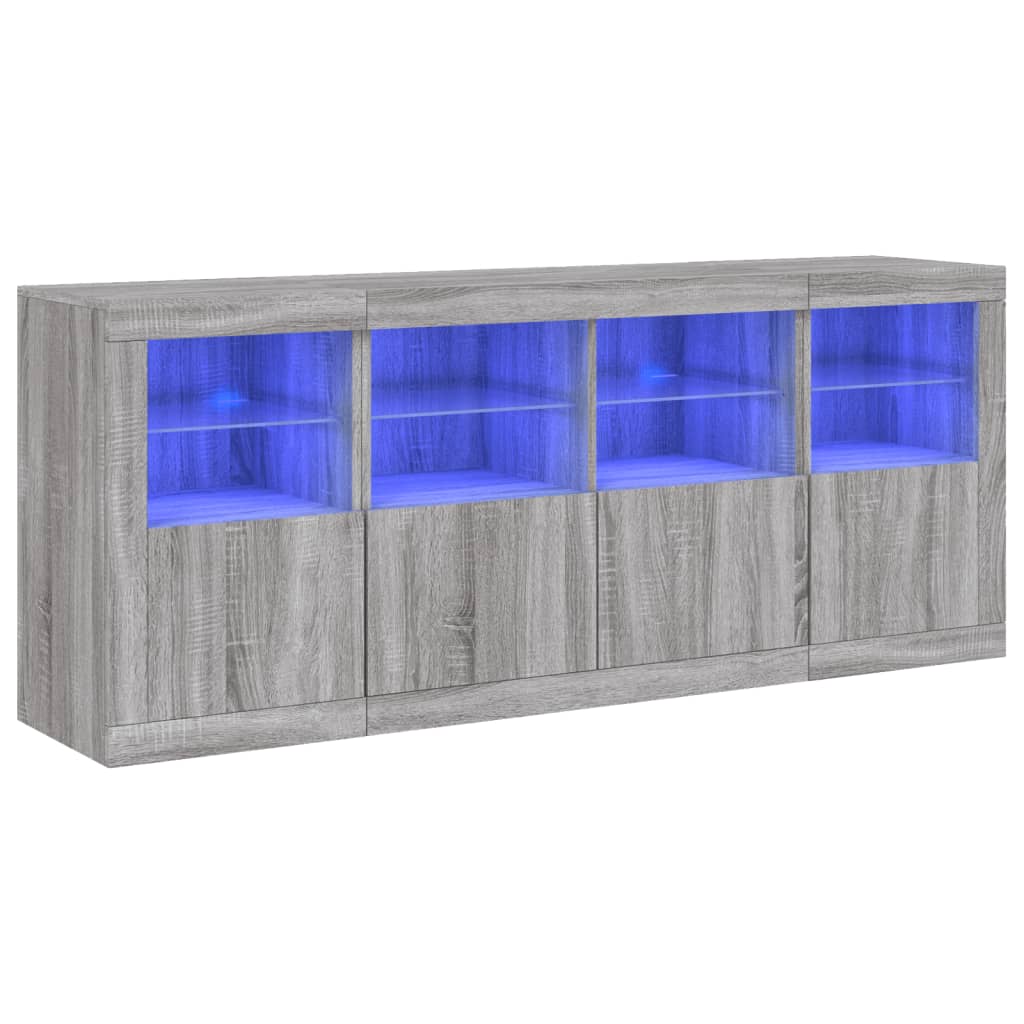 Skjenk Sonoma Grå med LED-lys 163x37x67 cm