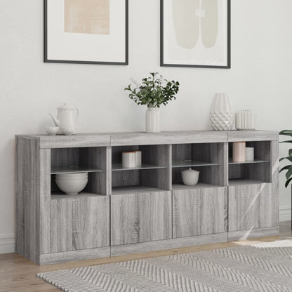 Skjenk Sonoma Grå med LED-lys 163x37x67 cm