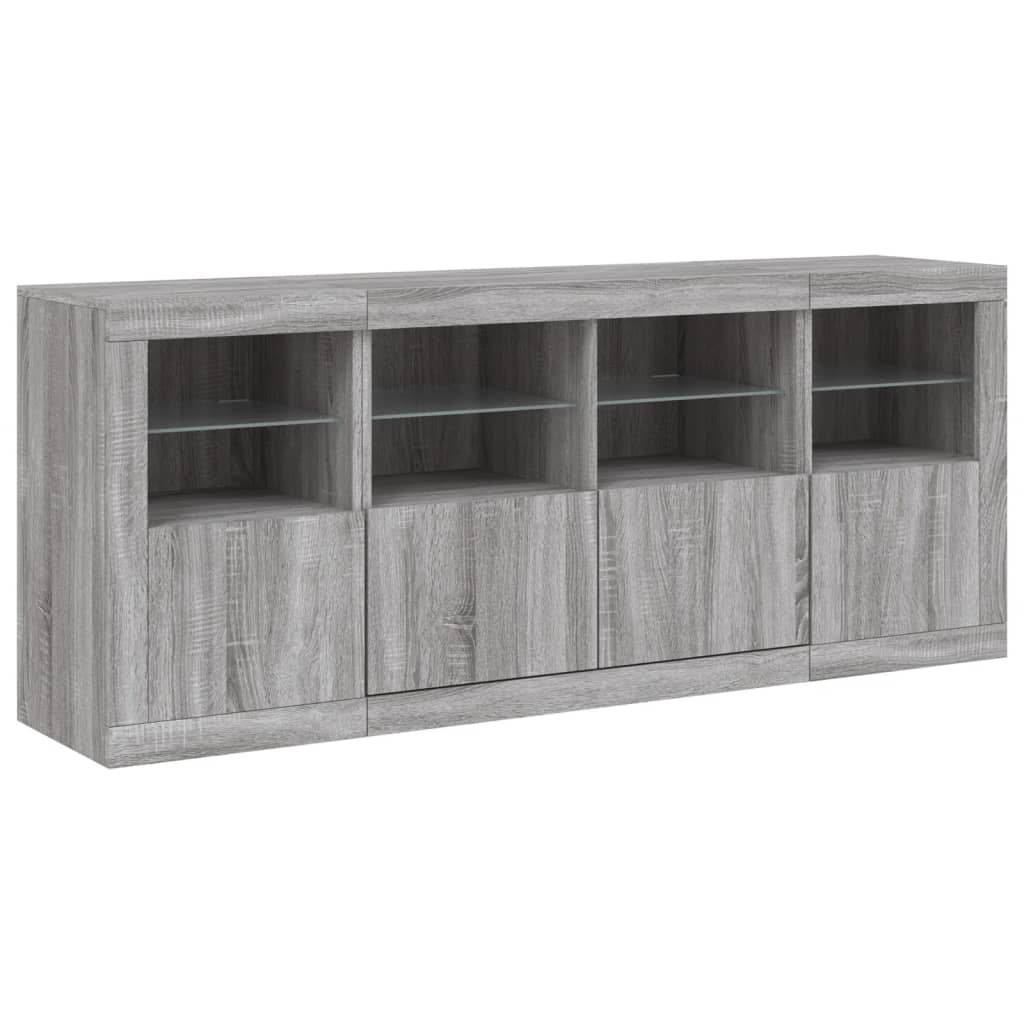 Skjenk Sonoma Grå med LED-lys 163x37x67 cm