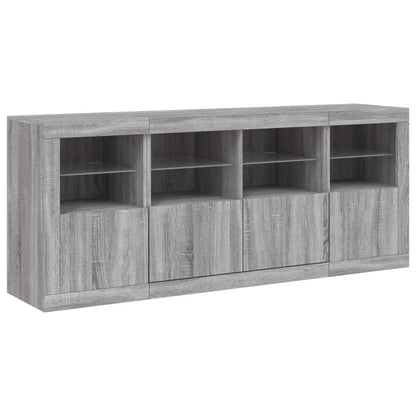 Skjenk Sonoma Grå med LED-lys 163x37x67 cm