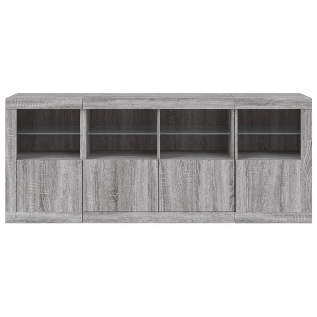 Skjenk Sonoma Grå med LED-lys 163x37x67 cm