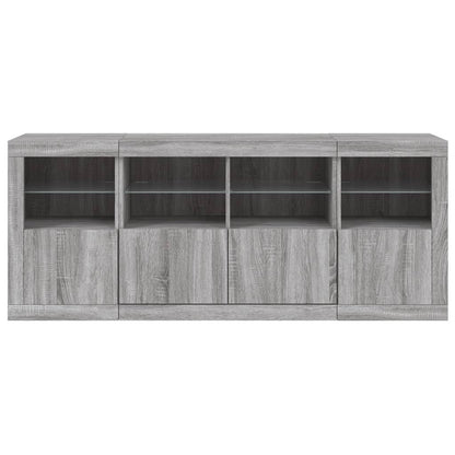 Skjenk Sonoma Grå med LED-lys 163x37x67 cm