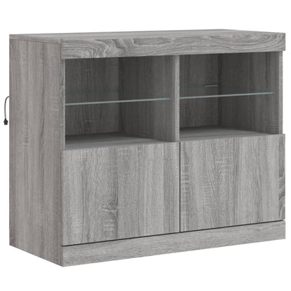 Skjenk Sonoma Grå med LED-lys 163x37x67 cm