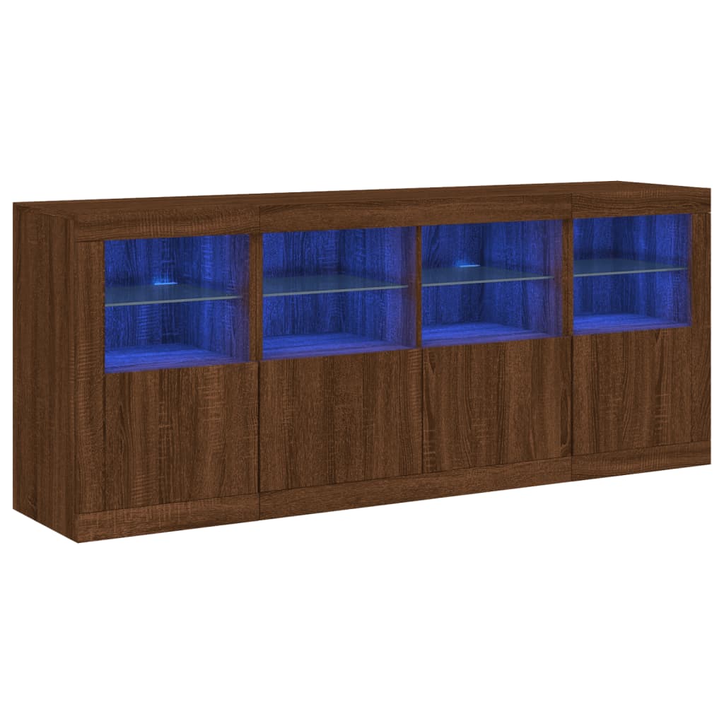 Skjenk Brun Eik med LED-lys 163x37x67 cm