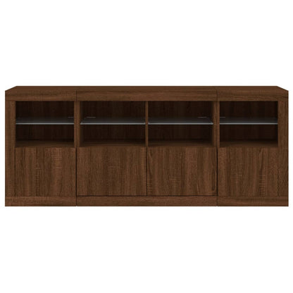 Skjenk Brun Eik med LED-lys 163x37x67 cm