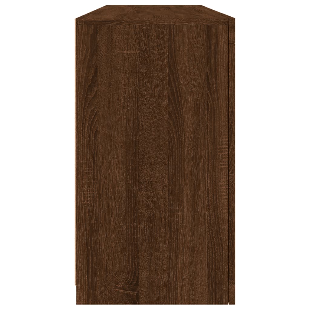 Skjenk Brun Eik med LED-lys 163x37x67 cm