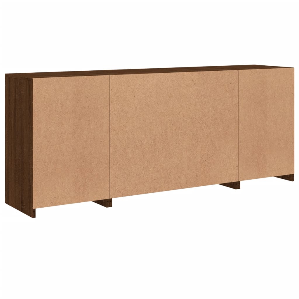 Skjenk Brun Eik med LED-lys 163x37x67 cm