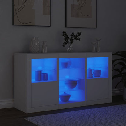 Skjenk Hvit med LED-lys 123x37x67 cm