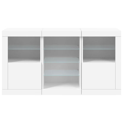 Skjenk Hvit med LED-lys 123x37x67 cm