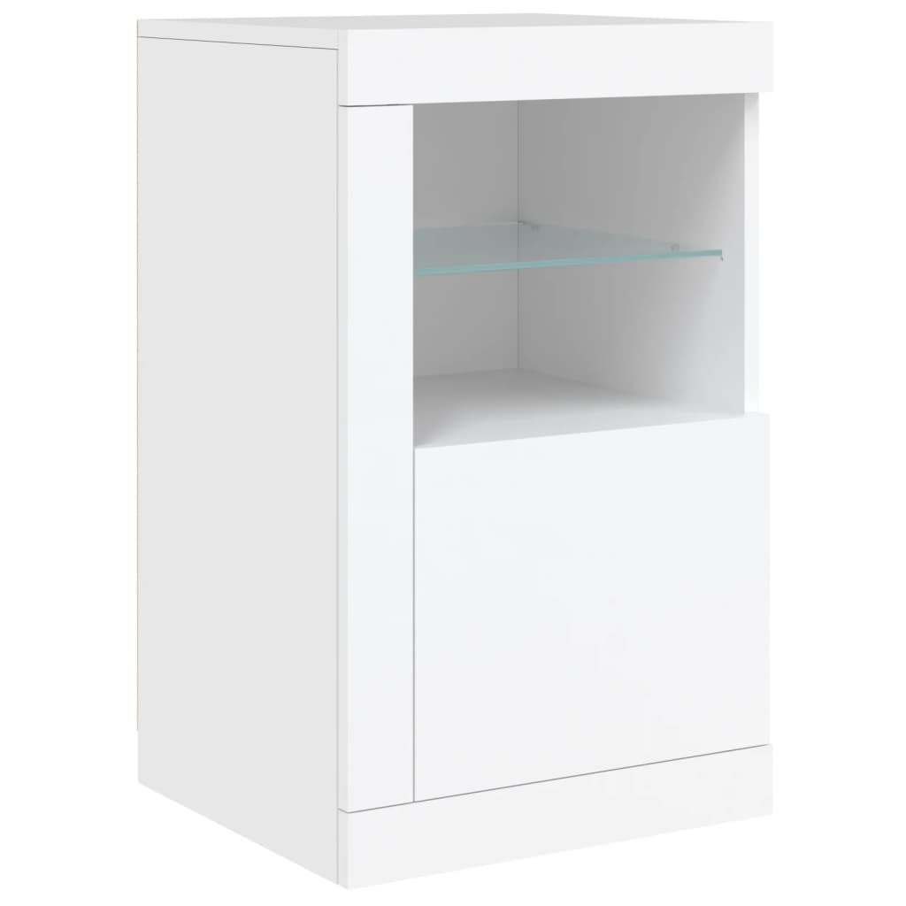 Skjenk Hvit med LED-lys 123x37x67 cm