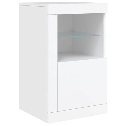 Skjenk Hvit med LED-lys 123x37x67 cm