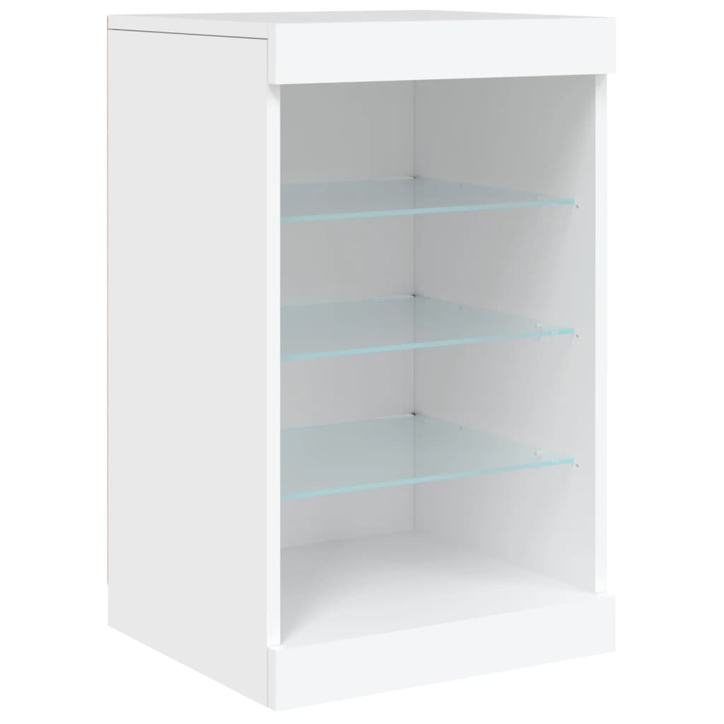 Skjenk Hvit med LED-lys 123x37x67 cm