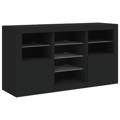 Skjenk Svart med LED-lys 123x37x67 cm