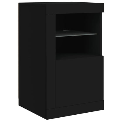 Skjenk Svart med LED-lys 123x37x67 cm