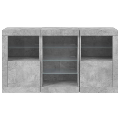 Skjenk Betonggrå med LED-lys 123x37x67 cm