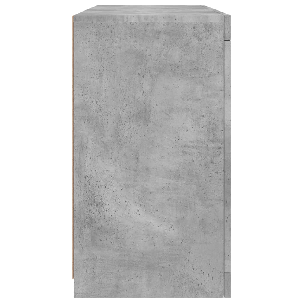 Skjenk Betonggrå med LED-lys 123x37x67 cm