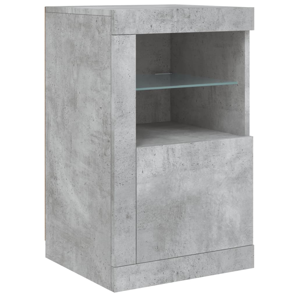 Skjenk Betonggrå med LED-lys 123x37x67 cm