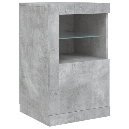 Skjenk Betonggrå med LED-lys 123x37x67 cm