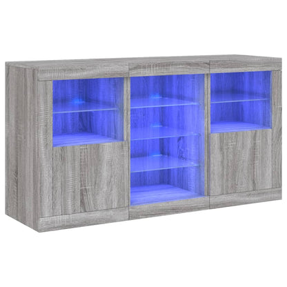 Skjenk Sonoma Grå med LED-lys 123x37x67 cm