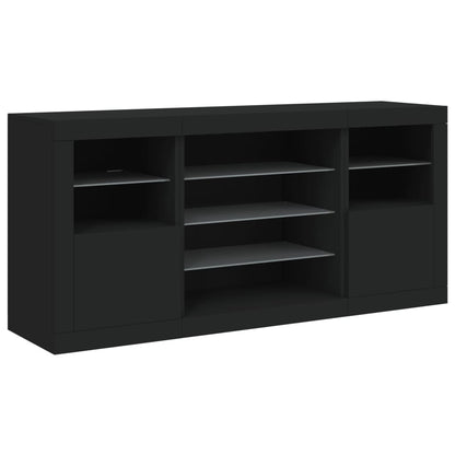 Skjenk Svart med LED-lys 142,5x37x67 cm