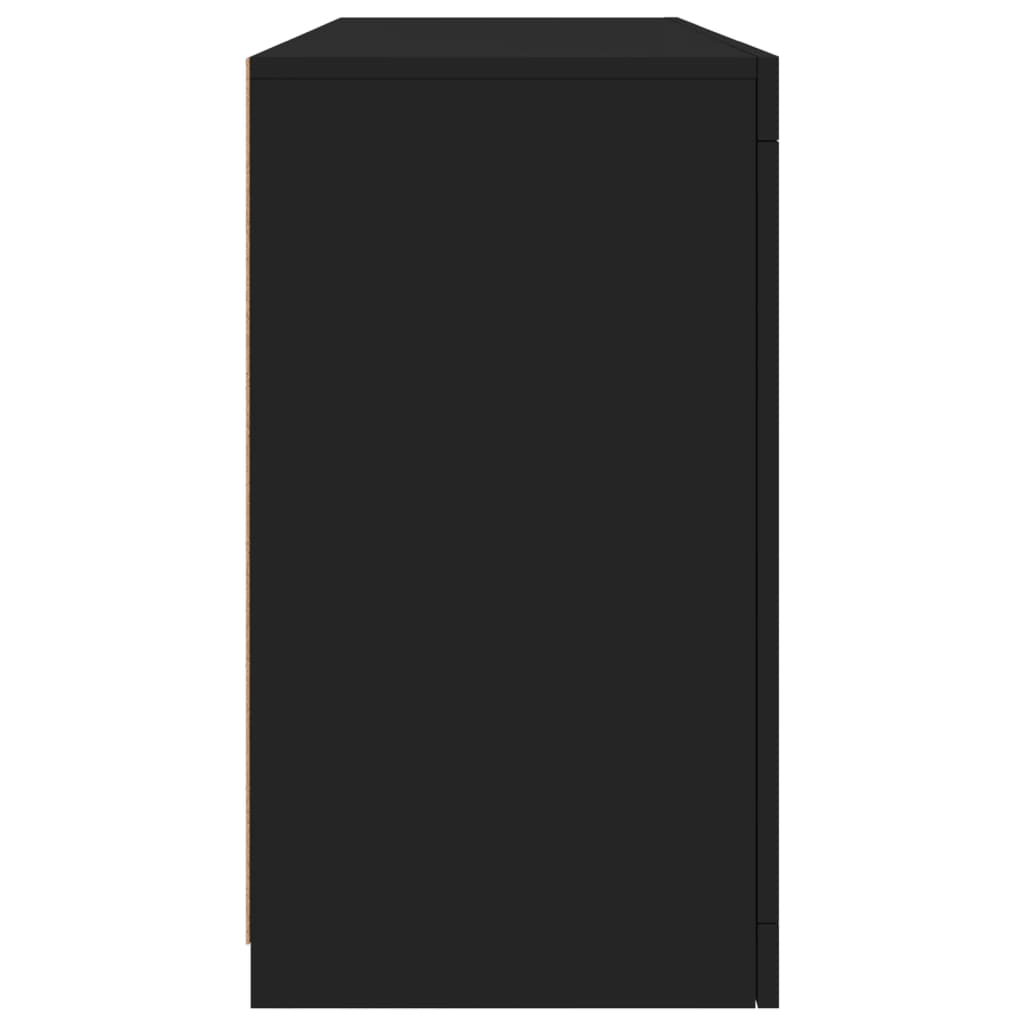 Skjenk Svart med LED-lys 142,5x37x67 cm