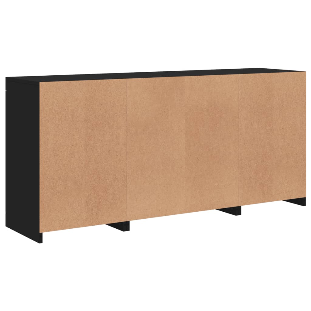 Skjenk Svart med LED-lys 142,5x37x67 cm
