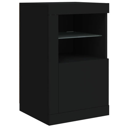 Skjenk Svart med LED-lys 142,5x37x67 cm
