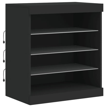 Skjenk Svart med LED-lys 142,5x37x67 cm