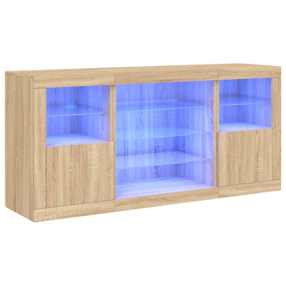 Skjenk Sonoma Eik med LED-lys 142,5x37x67 cm