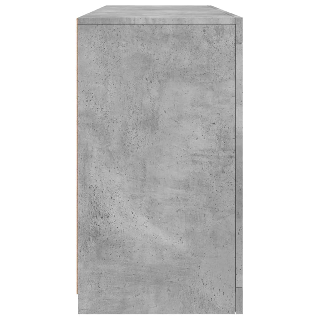 Skjenk Betonggrå med LED-lys 142,5x37x67 cm