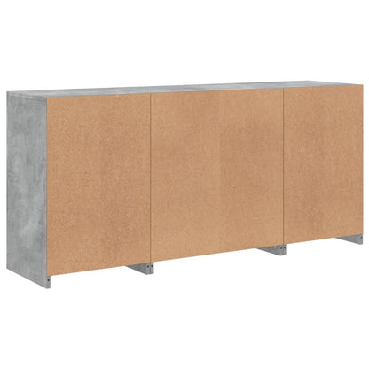 Skjenk Betonggrå med LED-lys 142,5x37x67 cm