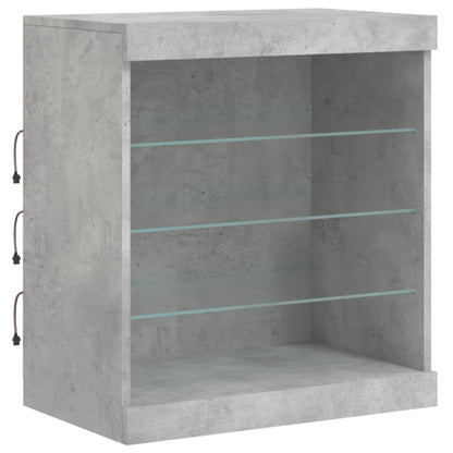 Skjenk Betonggrå med LED-lys 142,5x37x67 cm