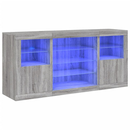 Skjenk Sonoma Grå med LED-lys 142,5x37x67 cm