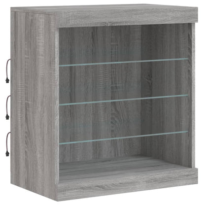 Skjenk Sonoma Grå med LED-lys 142,5x37x67 cm