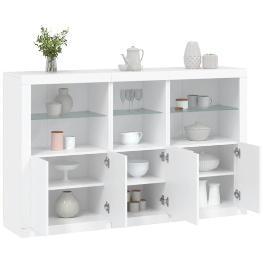 Skjenk Hvit med LED-lys 162x37x100 cm