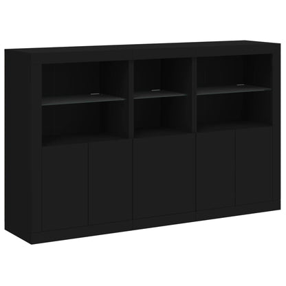 Skjenk Svart med LED-lys 162x37x100 cm