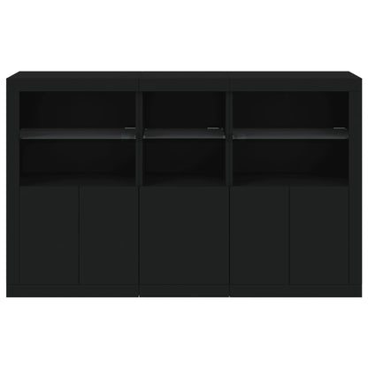 Skjenk Svart med LED-lys 162x37x100 cm